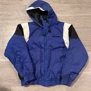 Vintage Head Blue Hooded Ski Jacket Medium